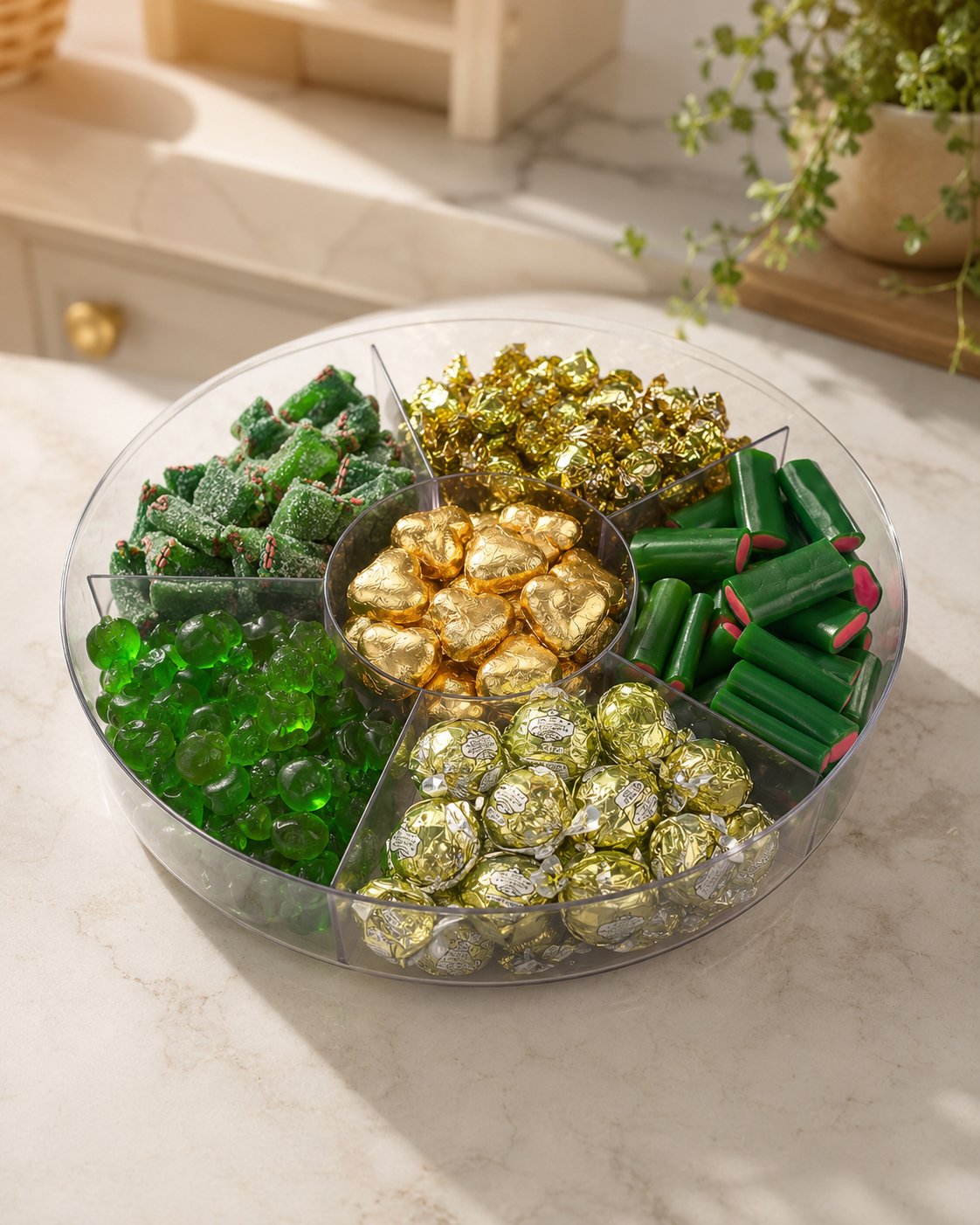 Green & Gold Chocolate Platter - Open