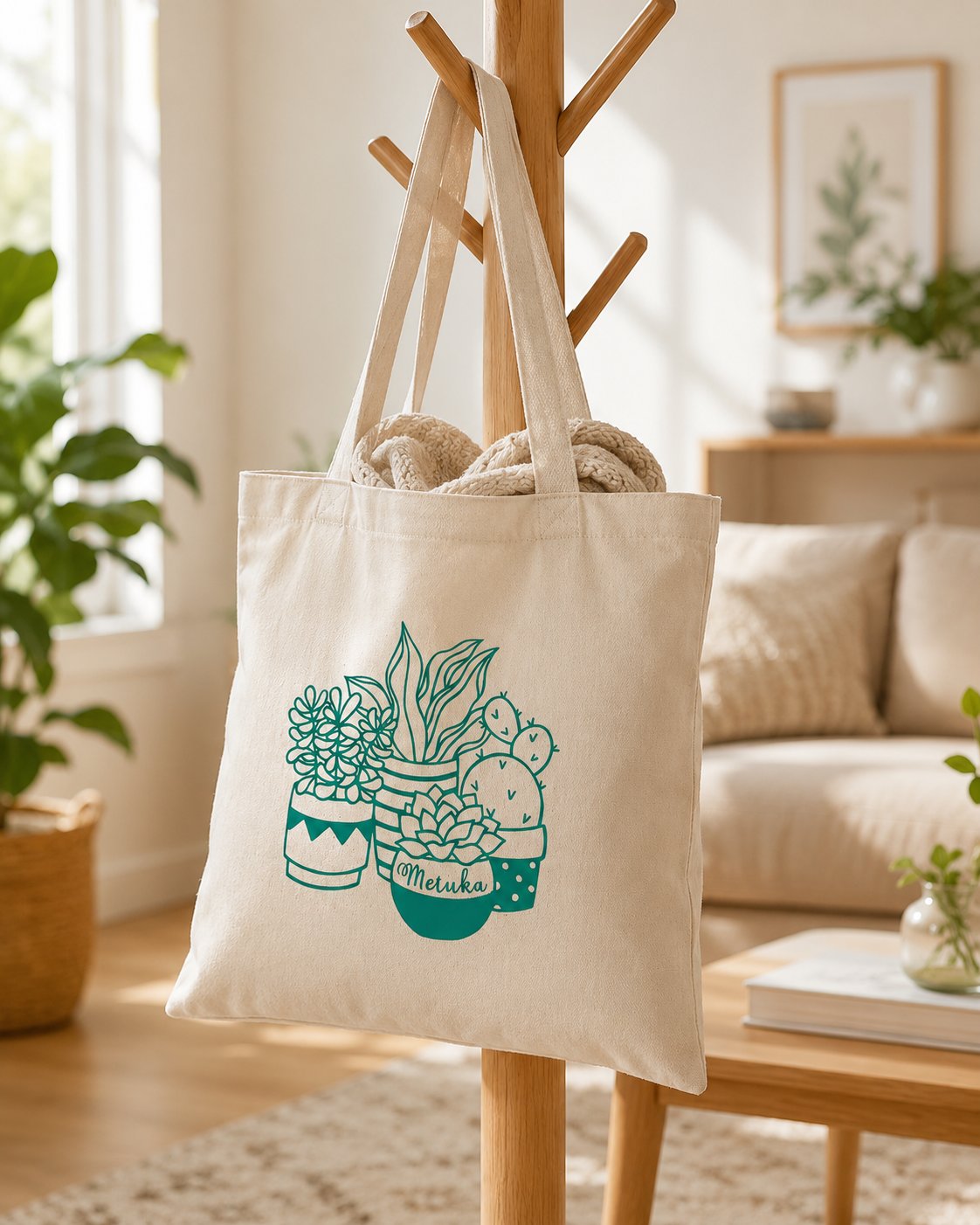 Personalized Succulent Tote Bag