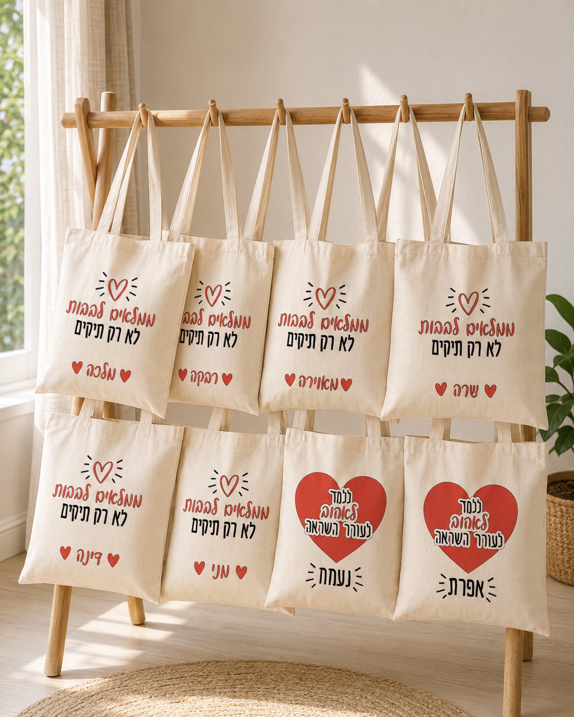 Teacher Tote Bags - Hebrew Heart Design
